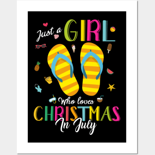 Just A Girl Who Loves Christmas In July Shirt Summer Gift Gift Posters and Art